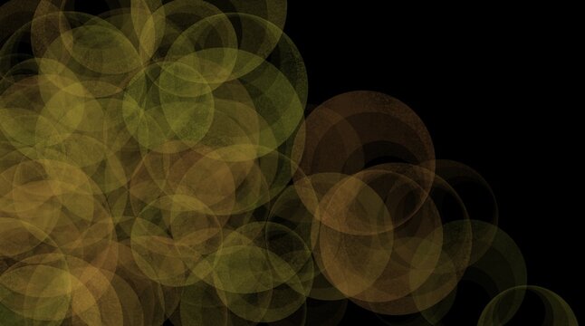 Fondo decorativo con c&iacute;rculos y pompas como efecto bokeh de colores sobre fondo negro.