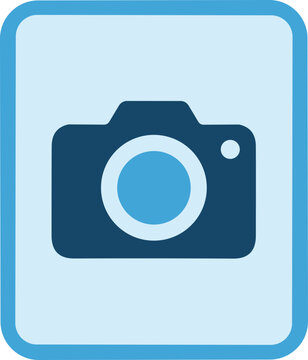 Camera icon representing photography or digital imaging in a simple flat vector style for professional design