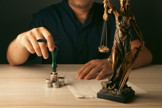 Court gavel, scale of justice, law theme.