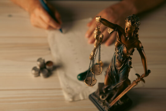 Court gavel, scale of justice, law theme.