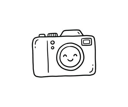 Cute camera vector icon linear camera illustration photo camera symbol