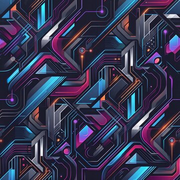 Cyberpunk Circuit Board Abstract Technology Pattern Background