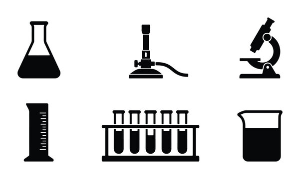 Laboratory equipment silhouette for science and education logo