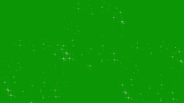 Twinkle Star Glitter Sparkle,l, Magic Sparkles, White Glowing Particle Trai Shining Stars, Falling Glitter Particles,  Light Flare Animation, 4K Seamless Loop Video, Green Screen Background,