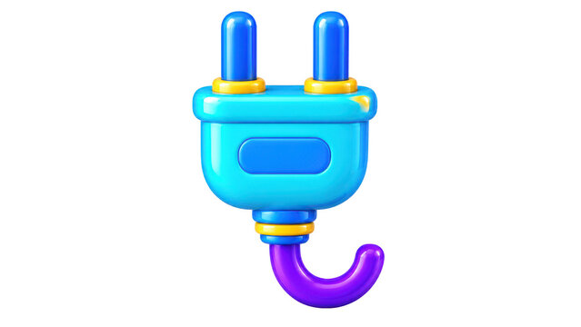 3D rendered blue and yellow electrical plug isolated icon
