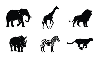 Fototapeta premium African safari animals silhouettes for logo or print