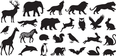 Obraz premium Set of various wild animal silhouettes