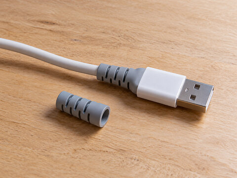 USB cable with a flexible strain relief sleeve and matching spare