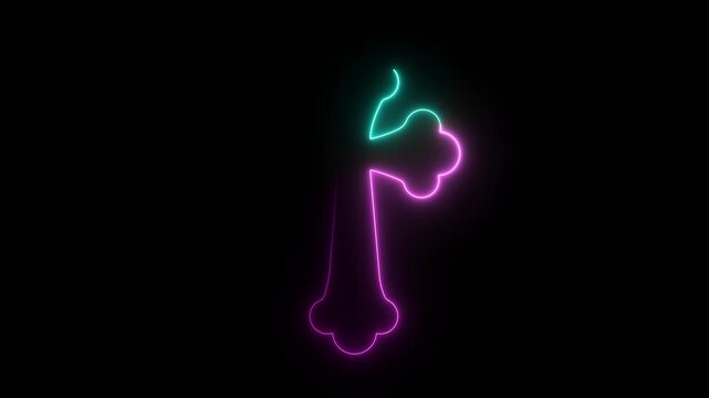Dual-tone neon outline of a four-leaf clover shape in cyan and magenta on black