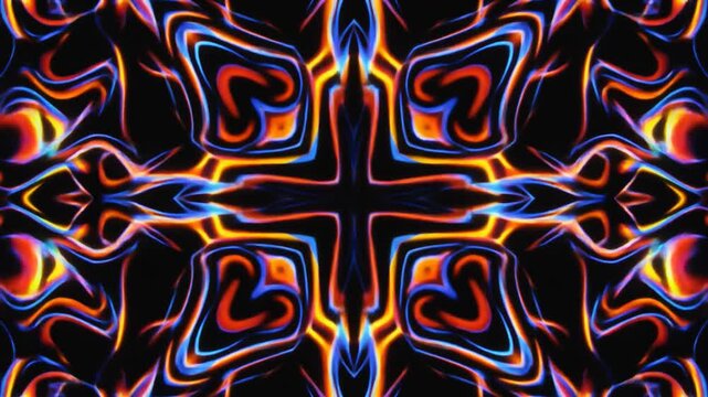 Abstract Psychedelic Patterns with Flowing Colors and Geometric Symmetry