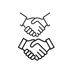 Two minimalist handshake icons representing business partnership agreement and cooperation concepts transparent background © MostArefa