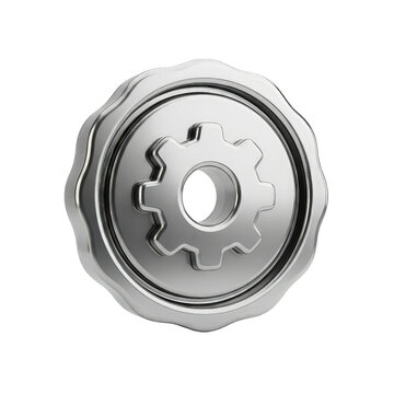 3D gear icon metallic settings symbol isolated on white background