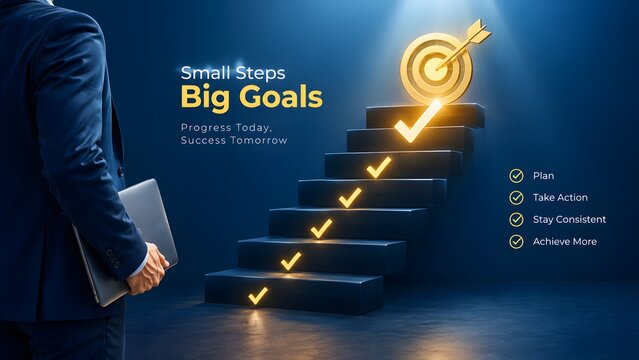 Achieving ambitious objectives a visual representation of strategic planning success and the journey towards reaching significant long term goals and aspirations