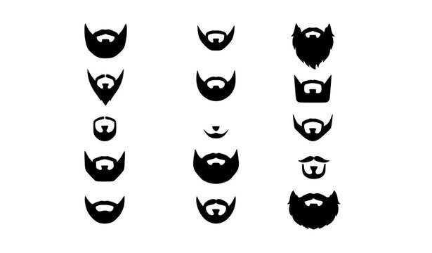 Black beard styles silhouette collection with goatee and facial hair vector icons