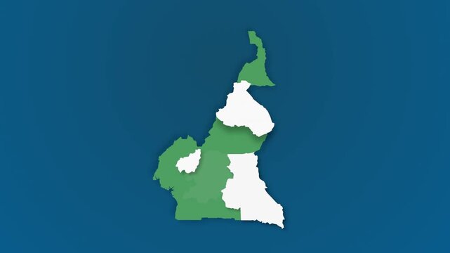 Cameroon Map Animation Highlighting Regional Areas