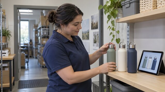 Store employee practicing a short shelf display lesson