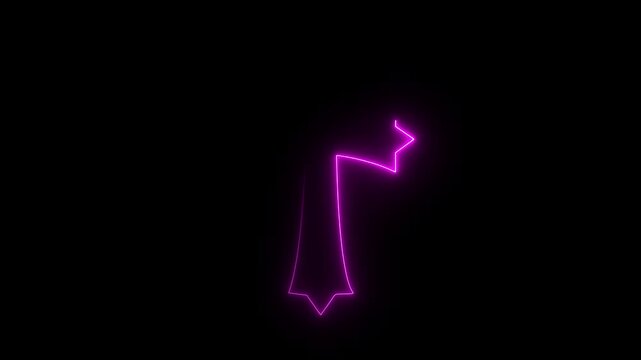 Solid magenta neon outline of a maple leaf shape on a black background