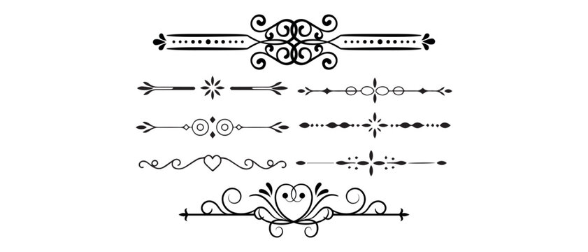 Vintage black and white ornamental design elements and dividers