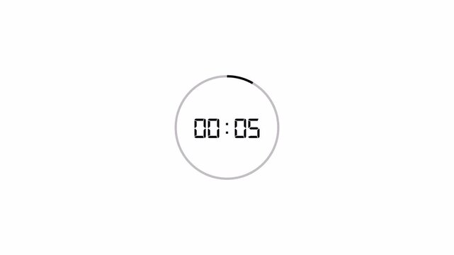 One minute count up animation with alpha channel, 1 minute circle count up timer from 0 to 60 second on transparent background, 60 seconds 4k countdown video