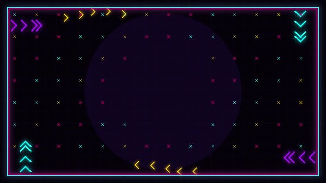 Abstract dark circular portal frame surrounded by subtle glowing dot matrix grid