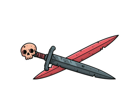 a cartoon skull sword
