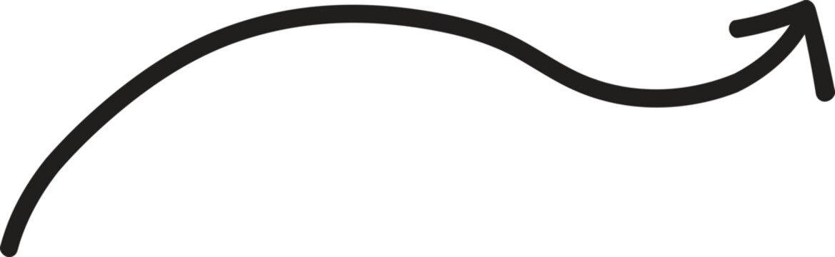 Hand drawn curved arrow icon pointing to the top right corner