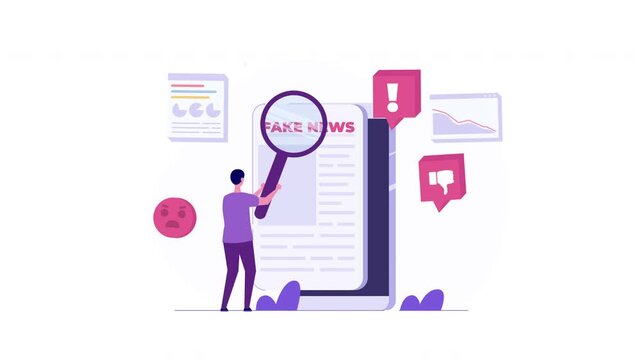 Fake news verification concept, analyzing false information, misinformation, disinformation, propaganda and social media hoax.