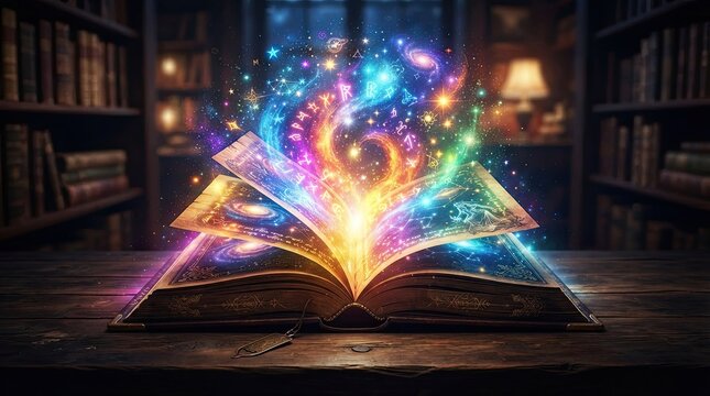 magic book with magic lights