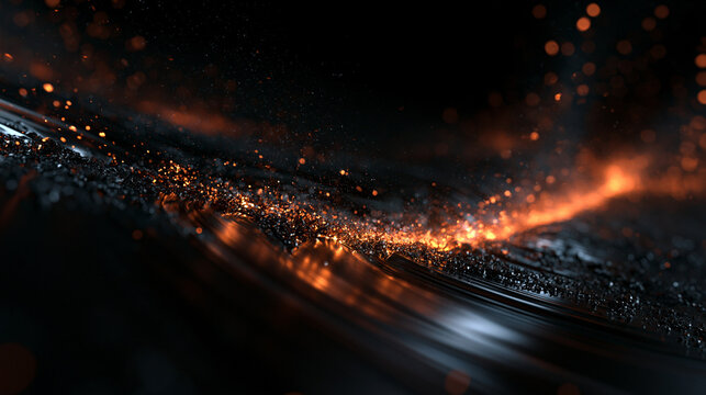 Abstract Glowing Energy Sparks over Dark Textured Surface