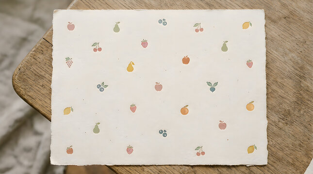 Cute small fruit icons pattern with cherries berries and pears on a white background