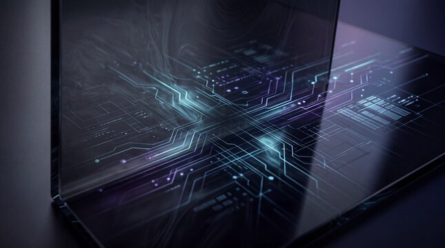 Futuristic Laptop with Digital Circuit Board Display