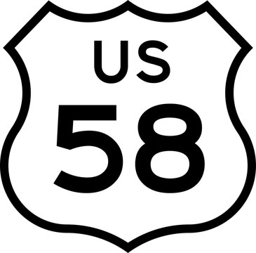 US Route 58 Emblem Badge Background Removed