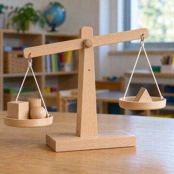 Wooden Balance Scale Classroom Learning Photograph