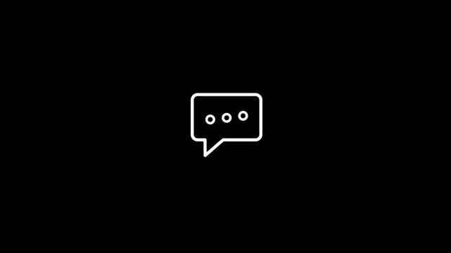 Speech Bubble with Typing Dots Animated Line Icon on White Background