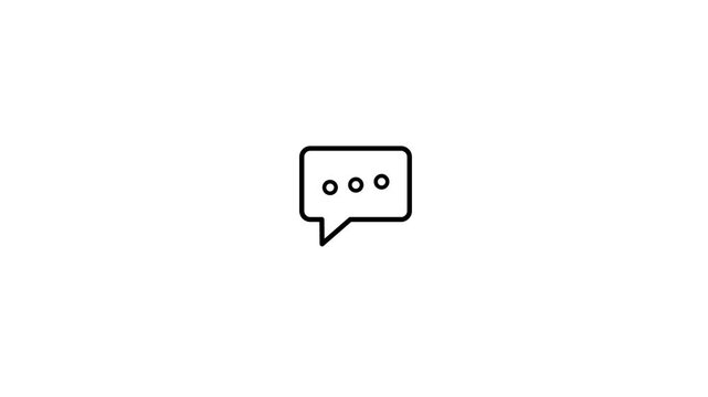Speech Bubble with Typing Dots Animated Line Icon on White Background