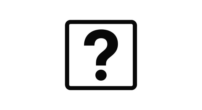 Question mark within a square frame a black silhouette icon