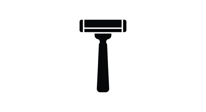 Black silhouette of a safety razor on a white background