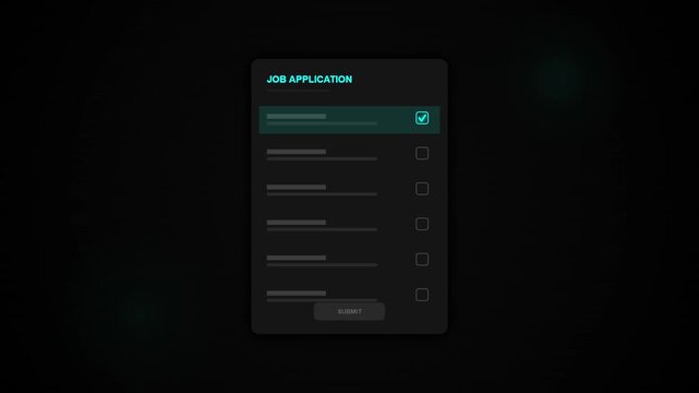 Digital Job Application Form Submission on Screen Animation