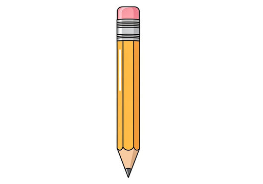 Yellow wooden pencil with a pink eraser tip