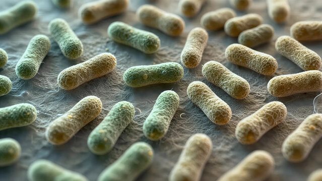 Rod Shaped Bacteria Forming Biofilm Under Microscope