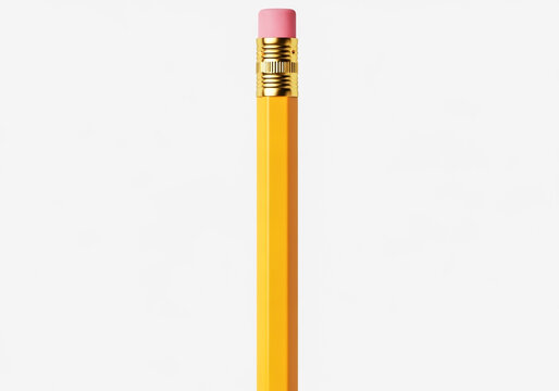Yellow wooden pencil with a pink eraser top