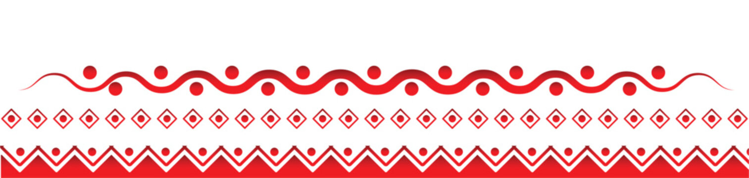 Ethnic Indian wedding red geometric border divider pattern
