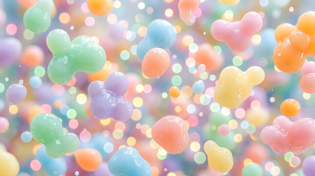 Abstract background with colorful floating soft circles and pastel bubbles in various sizes