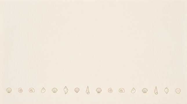 Row of small seashell icons arranged in a straight line on a clean beige background