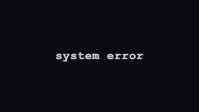Terminal text system error with cursor underline on black screen