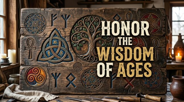 Ancient Wisdom Carved in Wood: Tree of Life, Runes, and Celtic Knots