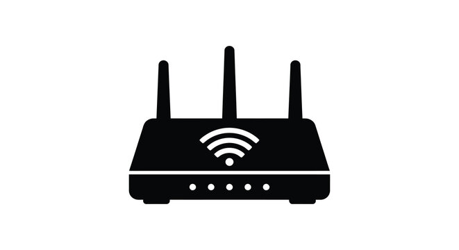 Wireless router silhouette against a white background simplified network device