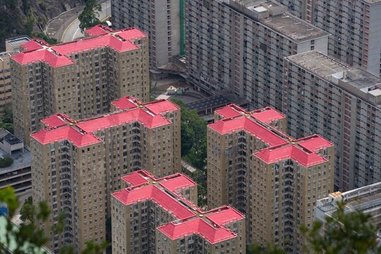 Shun Lee Estate neighborhood in Kwun Tong District of Kowloon, Hong Kong. Public housing estates in Hong Kong.