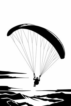 Paragliding extreme sport flying over water vector illustration