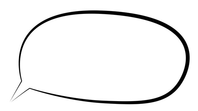 Animated black blank speech bubble symbol. Doodle of chat balloon with copy space. Looped video. Linear cloud bubble, dialog balloon, empty conversation message isolated on white background.